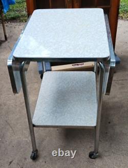 Rolling chrome serving cart/table, MCM. Fair condition