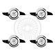 Rose Chrome & White Metal Wheel Chip Emblems with Spinner Caps, Set of 4