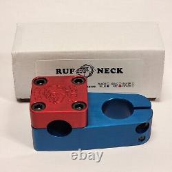 Ruf Neck Old School Style Treadless 1 1/8 Bmx Stem Anodized Blue & Red
