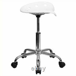 Scranton & Co Adjustable Bar Stool with Chrome Base in White