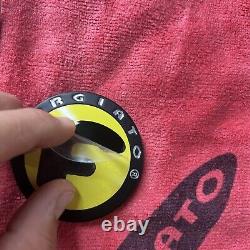 Set Of (4) Forgiato Wheel Matte Black Bezel / Yellow Wheel Center Caps Brand New