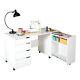 South Shore Crea Sewing Craft Table on Wheels Pure White