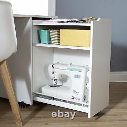 South Shore Crea Sewing Craft Table on Wheels in Pure White Finish, 7550728 New