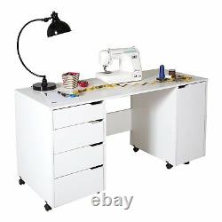 South Shore Crea Sewing Craft Table on Wheels in Pure White Finish, 7550728 New