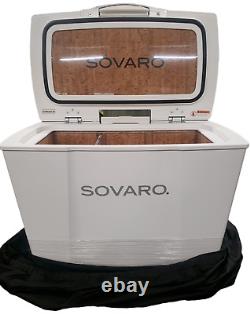 Sovaro White with Chrome 45 Qt. Hard Sided Cooler on Wheels with Cover