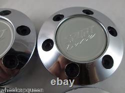 Sport Line Chrome /wht Custom Wheel Center Caps (set Of 4)