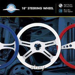 Steering Wheel 18 Wheel Diameter, Chrome Spoke Color, Flat Dish Depth 88264
