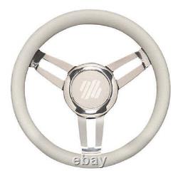 Uflex FOSCARI V/CH/W 13.8 Dia. Steering Wheel, White Vinyl Grip, Chrome