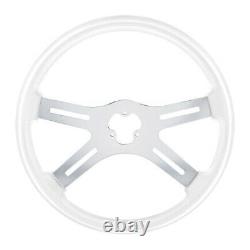 United Pacific 4-Spoke Style Glacier White Steering Wheel w Chrome Spokes