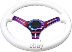 Universal 14 Inch Car Racing Steering Wheel Neo Chrome Spokes 6 Bolt Classic Whi