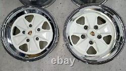 Used PORSCHE Chromed Fuchs Wheels 16x7 16x9 Grand Prix White 911 930 Turbo 5x130