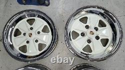 Used PORSCHE Chromed Fuchs Wheels 16x7 16x9 Grand Prix White 911 930 Turbo 5x130