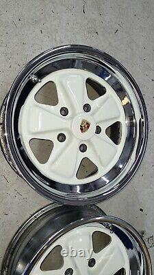 Used PORSCHE Chromed Fuchs Wheels 16x7 16x9 Grand Prix White 911 930 Turbo 5x130