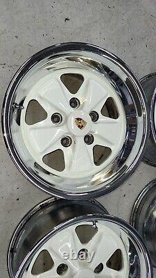 Used PORSCHE Chromed Fuchs Wheels 16x7 16x9 Grand Prix White 911 930 Turbo 5x130