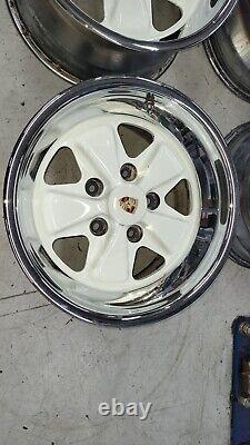 Used PORSCHE Chromed Fuchs Wheels 16x7 16x9 Grand Prix White 911 930 Turbo 5x130