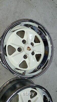 Used PORSCHE Chromed Fuchs Wheels 16x7 16x9 Grand Prix White 911 930 Turbo 5x130