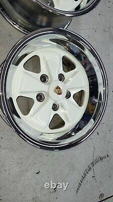 Used PORSCHE Chromed Fuchs Wheels 16x7 16x9 Grand Prix White 911 930 Turbo 5x130