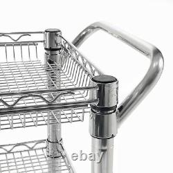 Utility Cart wheels Heavy Duty Commercial Grade 3 Tiers Storage Kitchen Pantry