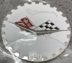 V Flags Wire Wheel Chips Emblems Metal Size 2.25 Set Of 4 White & Chrome