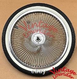 VINTAGE LOWRIDER 16 SQUARE TWISTED CHROME CONTINENTAL KIT With 16 WHITEWALL TIRE