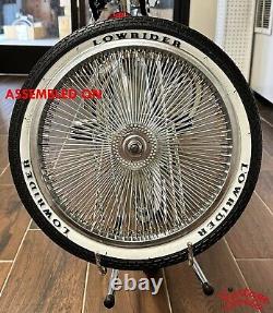 VINTAGE LOWRIDER 16 SQUARE TWISTED CHROME CONTINENTAL KIT With 16 WHITEWALL TIRE