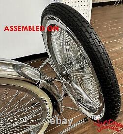 VINTAGE LOWRIDER 16 SQUARE TWISTED CHROME CONTINENTAL KIT With 16 WHITEWALL TIRE