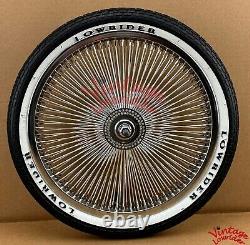 VINTAGE LOWRIDER 20 CAGE TWISTED CHROME CONTINENTAL KIT With 144 SPOKE SPARE RIM