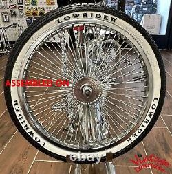 VINTAGE LOWRIDER 20 CAGE TWISTED CHROME CONTINENTAL KIT With 144 SPOKE SPARE RIM