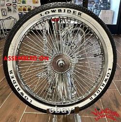 VINTAGELOWRIDER 20 FLAT TWISTED CHROME CONTINENTAL KIT With144 SPOKE 8 BALL TIRE