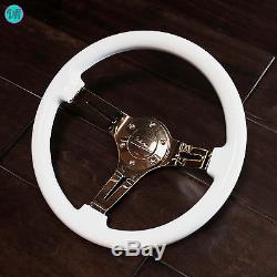 Viilante 2 Deep 6-hole Slotted Gold Chrome Gloss White Steering Wheel Fits Nrg