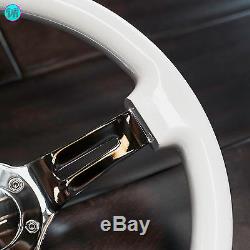 Viilante 2 Dish 6-hole Slotted Chrome Spoke Gloss White Steering Wheel Fits Nrg