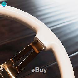 Viilante 2 Dish 6-hole Slotted Gold Chrome Gloss White Steering Wheel Fits Nrg