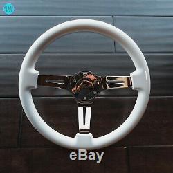 Viilante 2 Dish 6-hole White Steering Wheel Mirror Chrome Spoke Fits Nrg Hub
