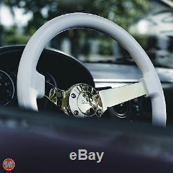 Viilante 3 Deep 6-hole White Steering Wheel Gold Chrome Spoke Fits Chevy Cruz