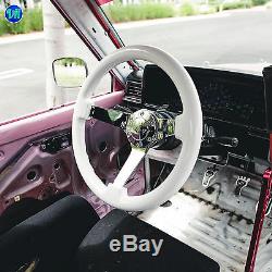 Viilante 3 Deep Dish 6-hole White Steering Wheel Chrome Spoke Wood Subaru Wrx