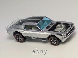 Vintage 1970 Hot Wheels Redline Mustang Boss Hoss Chrome With White Interior HK