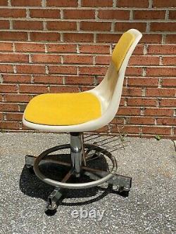 Vintage Clarin Industrial Fiberglass Swivel Chair Chrome Base with Wheels 1960s