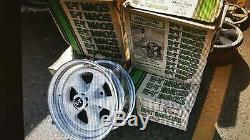 Vintage ET Mags wheels 5 spoke NOS White, chrome, uni lug 15x7 5x4.5 or 5x4.75