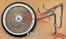 Vintage Lowrider 20 Square Cage Twisted Chrome Continental Kit & Whitewall Tire