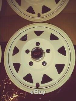 Vintage Set of 4 1970's White GS Del-Met hubcaps wheel covers 15 GM Buick sport
