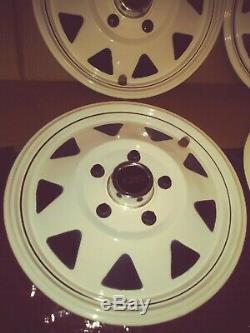 Vintage Set of 4 1970's White GS Del-Met hubcaps wheel covers 15 GM Buick sport