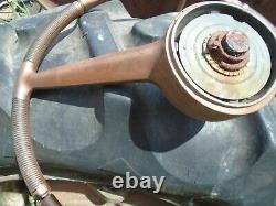 Vintage Steering Wheel withChrome Horn Bezel Brown & White Ford Chevy Rat Rod
