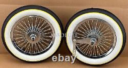 Vintagelowrider 12 Chrome 52spoke Bicycle Wheel Set 14g Yellow Line Slick Tires