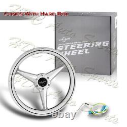 W-Power 14 White Wood Grain 6-Hole Chrome 3-Spoke Center 350MM Steering Wheel