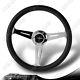 W-Power 350MM Black Leather White Stitch Chrome Spoke 2Deep Dish Steering Wheel