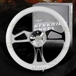 W-Power 350MM Classic White Wood Grain 6-Hole Chrome Spoke 14 Steering Wheel