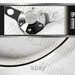 W-Power 380MM 15-Inch Steering Wheel White Wood With Black Line Chrome Spoke