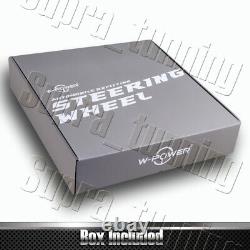 W-Power 380MM 15-Inch Steering Wheel White Wood With Black Line Chrome Spoke