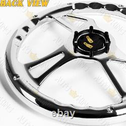 W-power 350mm Classic White Wood Grain 6-hole Chrome Spoke 14 Steering Wheel