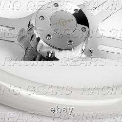 W-power 406mm White Wood Grip 2 Deep Dish Chrome 4-spokes 16 Steering Wheel